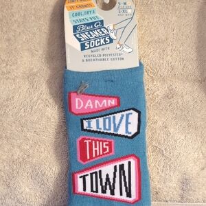 Blue Q Blue and Red Sneaker Socks - Love This Town